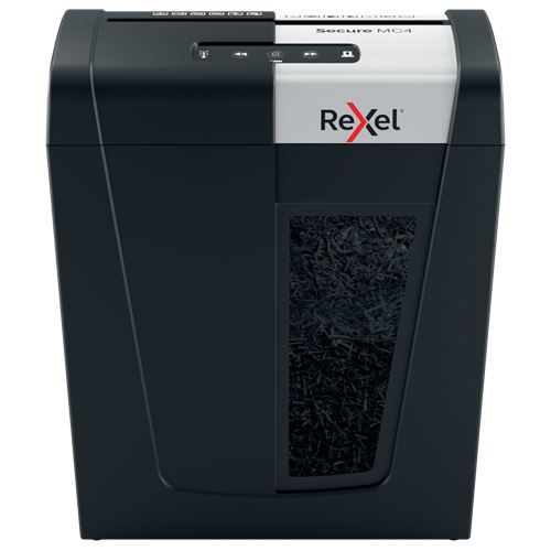 Rexel Secure MC4 Aktenvernichter mit Partikelschnitt P-5, 2 x 15 mm, bis 4 Blatt, schwarz