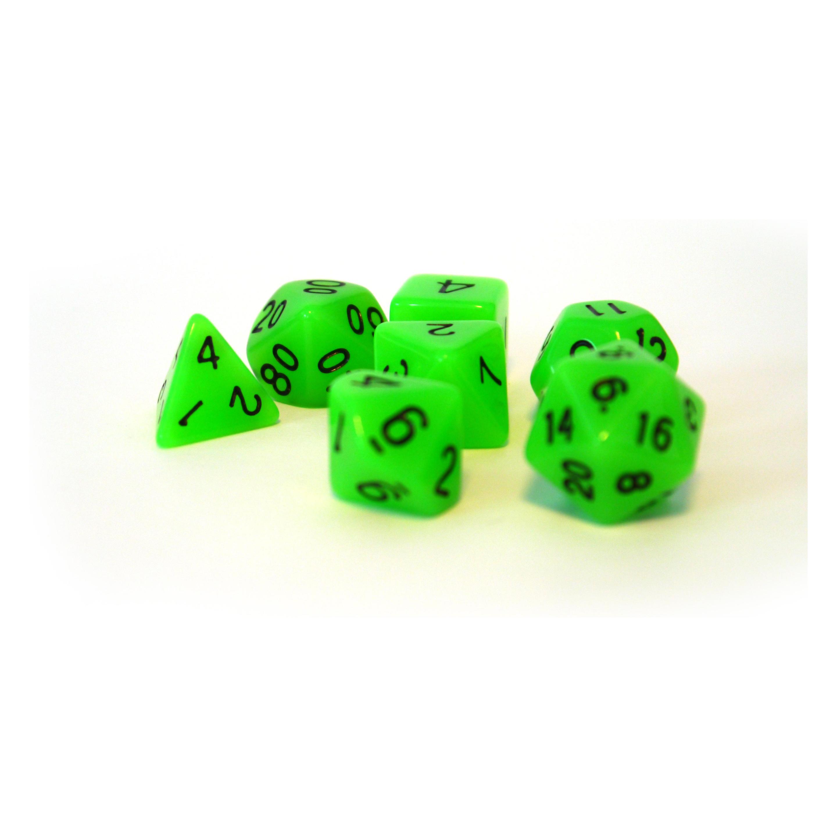 Dice4friends Würfelset Glowing: Green (7) (DIC86066)