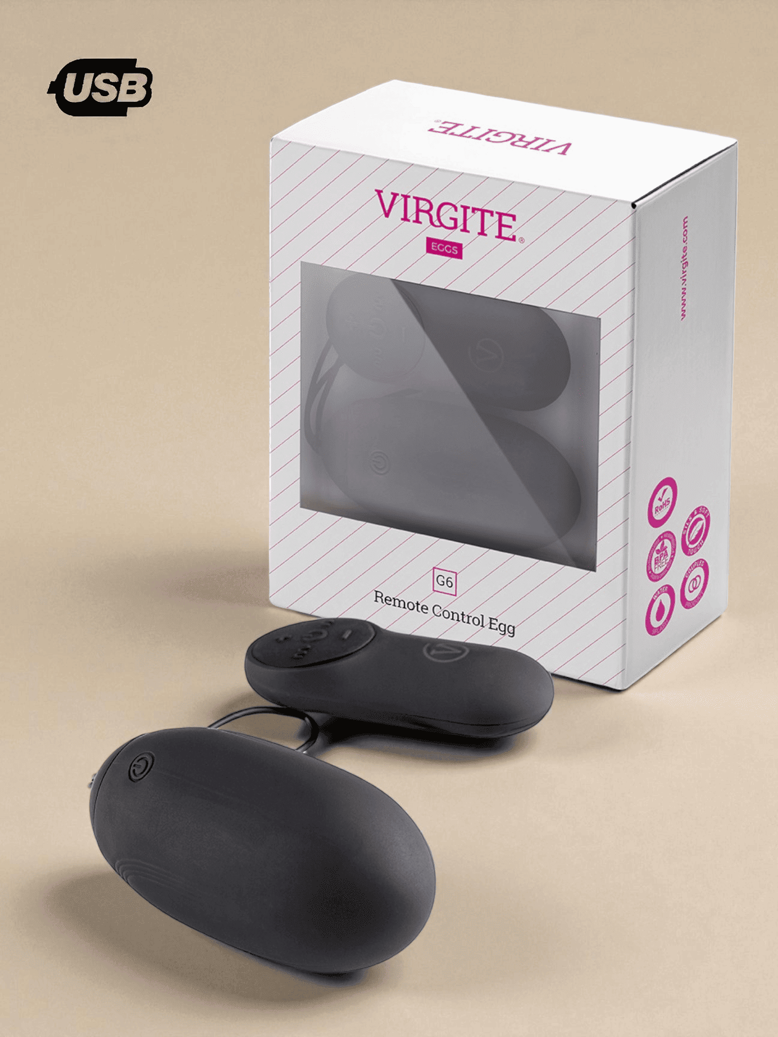 Virgite Oeuf Vibrant Rechargeable G6 Noir