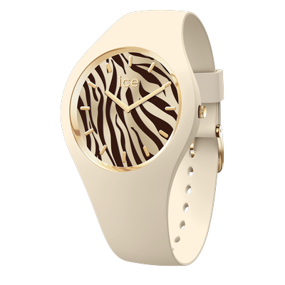 Quarzuhr ICE-WATCH "ICE wild - Zebra", beige (beige, beige), Armbanduhren, Damen, beige, Quarzuhr, Armbanduhr, Damenuhr, Silikonarmband, analog
