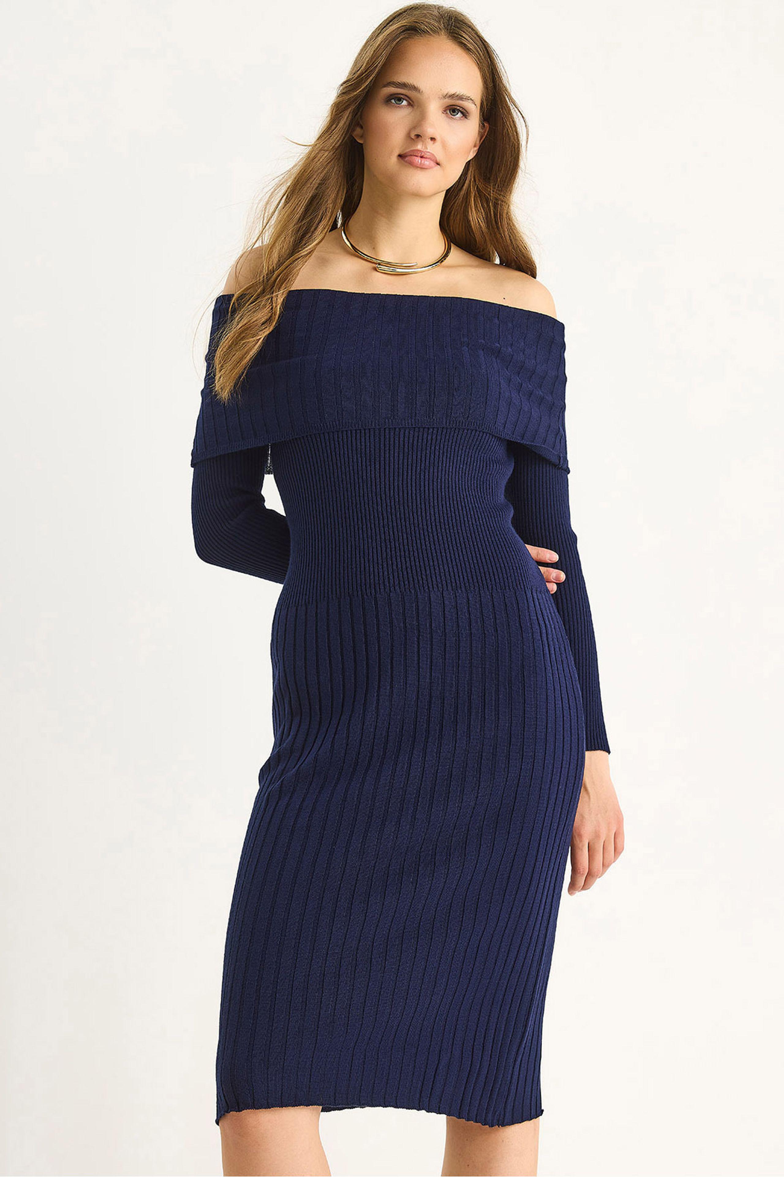 Ripp-Midi-Kleid