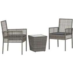 vidaXL Garten Bistro Set 3 pcs Grau Poly-Rattan