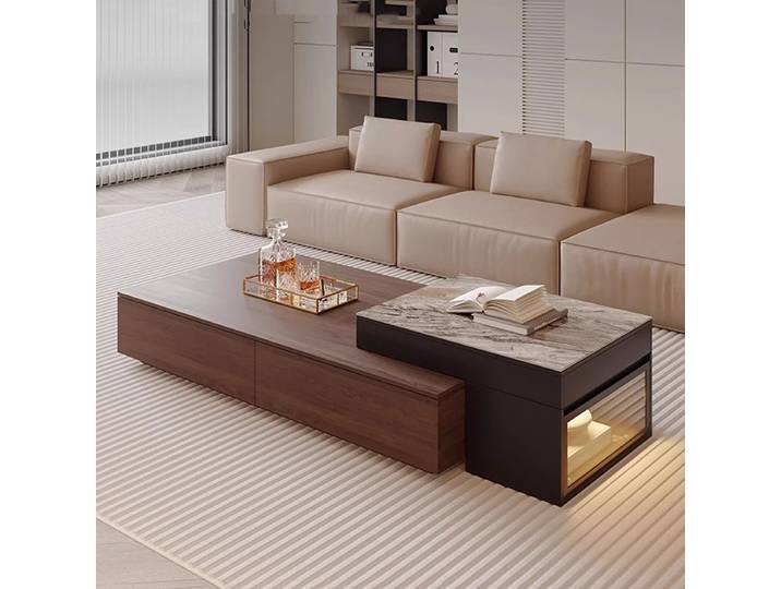 Tables basses réglables multifonctions, Design supérieur relevable, luxe, tendance, rangement, Table Basse rustique, meubles de Salon