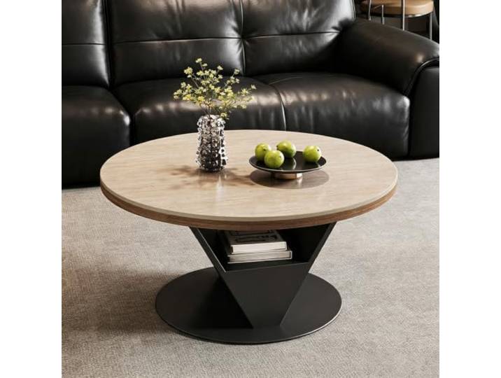 VSLreoiFX Modernes Set aus runden Nest‑Couchtischen für das Wohnzimmer Moderner Couchtisch aus Sinterstein im Satztisch-Design – für luxuriöse Villen-Wohnzimmer(B,31.5in)