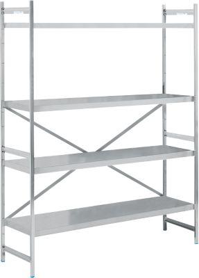 Grundregal, Edelstahl, geschlossene Böden, B 1500 x T 500 mm