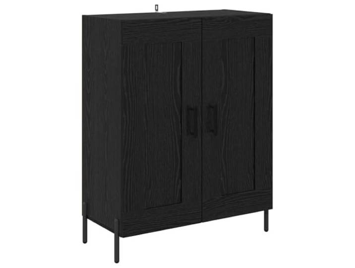 Sideboard Schwarz Eichen-Optik 69,5 x 34 x 90 cm Holzwerkstoff, matte Griffe, Schiebetüren, Scharnier-Türen, Einbauregale, feuchtes Tuch
