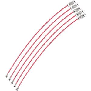 Webbomb Schlüsselring Drahtseil, Ø 45mm, mit Schraubverschluss, Edelstahl, rot, 5 Stück