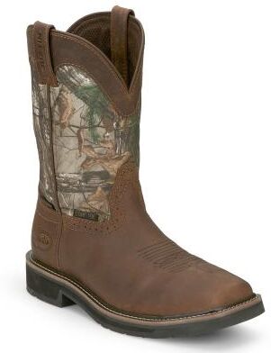 "Justin Original Workboots Trekker 11"" WP Square Comp Toe - Mens 13 Brown Boot E2"