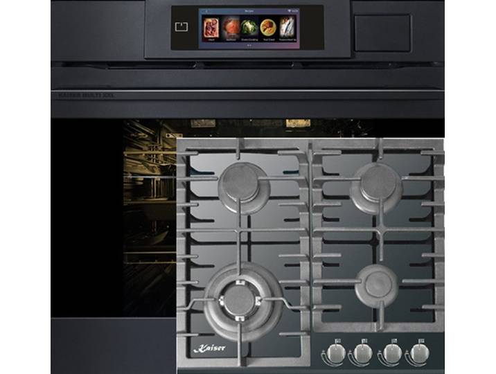 Kaiser Küchengeräte Backofen-Set Herd Set Autark Einbaubackofen XXL Multi 37,Multifunktions-Elektro-Dampfbackofen mit Dampfreinigung, 60 cm+Gas-Kochfeld 60 cm EH 6341+KCG 6383, mit 1-fach-Teleskopauszug