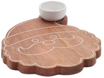 Melrose International "Santa Wood Platter with Ceramic Dip Bowl 12""L"