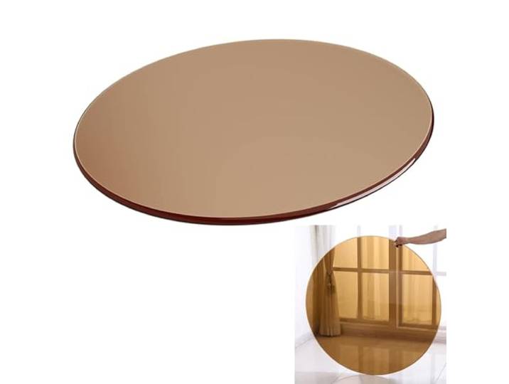 SXKJQER Tischplatte Wetterfest Rund Gehärtetes Glas, Esstisch Rund Glastisch Transparent Goldenes Braun, Sicherheitsglas Tisch Glasplatte Ersatzteil, für DIY Tisch, Runder Esstisch(Size:60CM)