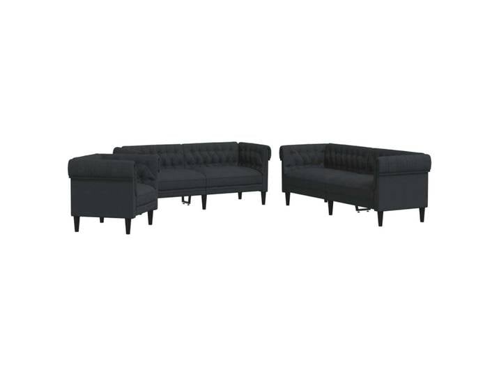 vidaXL Ensemble de canapés 3 pièces noir tissu
