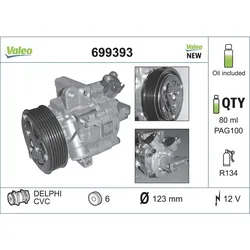 Kompressor Klimaanlage VALEO 699393 für Citroën Peugeot C1