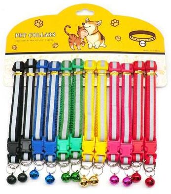 Uplift Essentials Delicate Adjustable Casual Nylon Cat & Dog Collars With Bell Pack Of 12 style 3