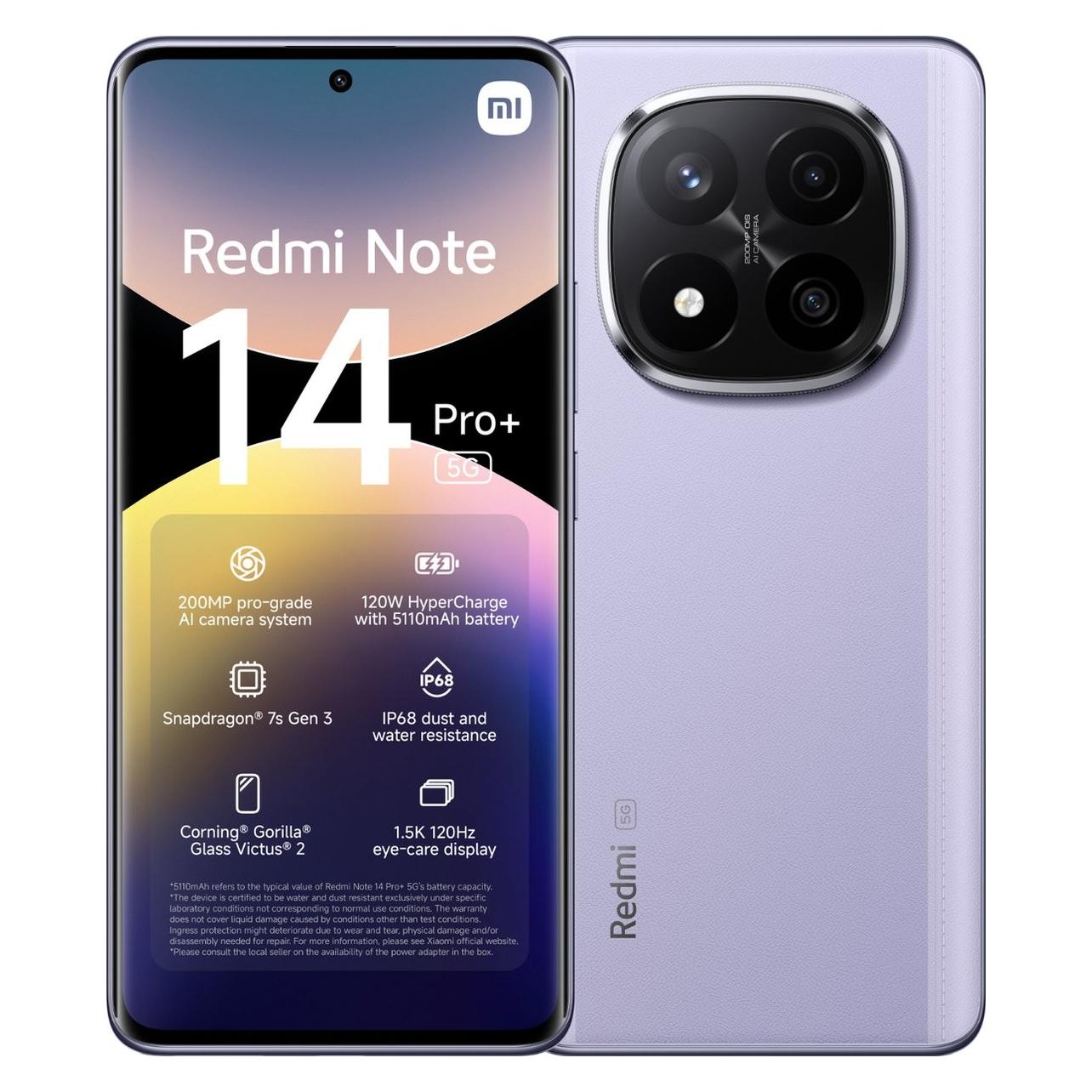 Xiaomi Redmi Note 14 Pro+ (256 GB, Lavender Purple, 6.65", Dual SIM, 5G) (MZB0IJXEU)