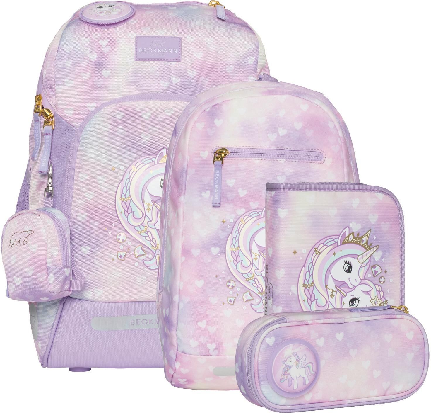 Schulrucksack BECKMANN "Beckmann Schulrucksack-Set Active Air Flx", Kinder, Gr. B/H/T: 26cm x 39cm x 22cm, lila (violett), Polyester, Rucksäcke Schulrucksack violett B/H/T: 26cm x 39cm x 22cm