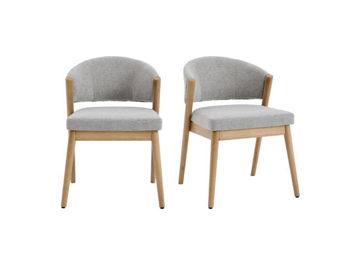 Chaise en bois naturel et tissu trendy grège (x2)