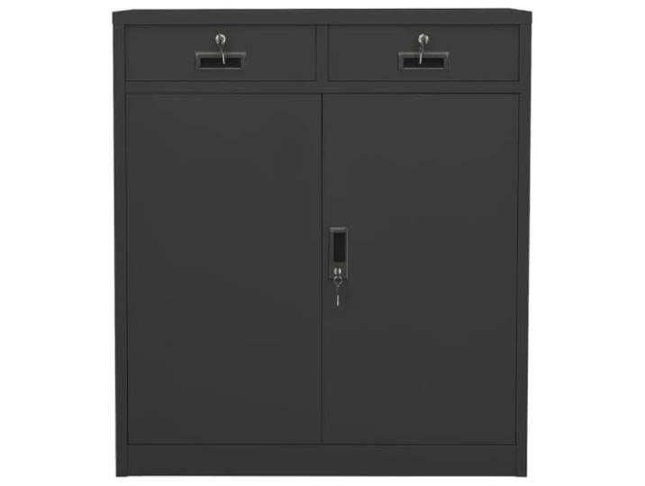 RJPLMFV Büroschrank, Stahl, Anthrazit, 90 x 40 x 102 cm 2 verstellbare Einlegeböden, leichtgängige Kugelschubladen, sichere Aufbewahrung von Ordnern, einfache Reinigung