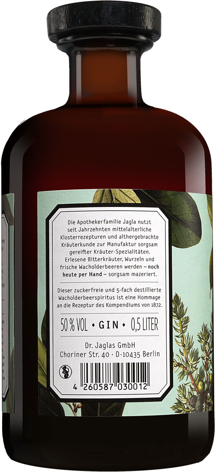 Dr. Jaglas Dry Gin-Seng Gin - 0,5 L. 50% Vol. aus Deutschland