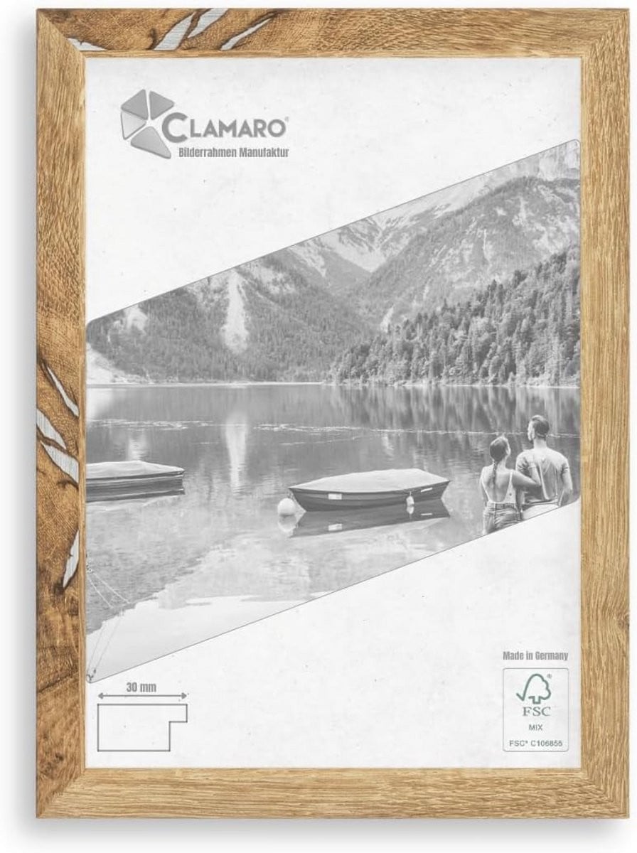 Houten Fotolijst Antiek Eiken - Handgemaakt MDF Kader met Acrylglas - Breedte: 35 cm, Hoogte: 100 cm