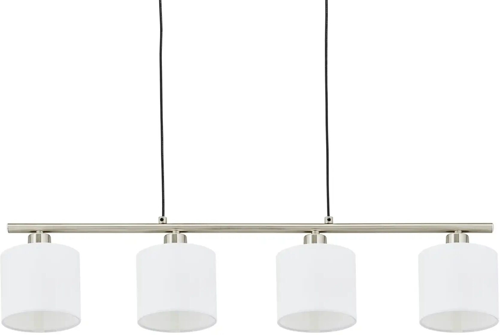 Höffner Pendelleuchte  4-flammig  Weiß   ¦ silber ¦ Maße (cm): B: 76