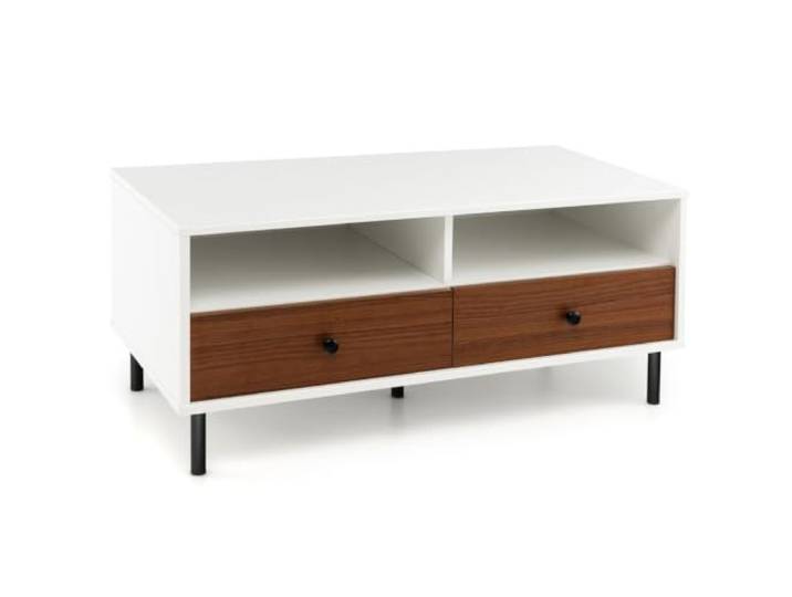 Helloshop26 Multifunktionaler Couchtisch, 95 x 48 x 45 cm, mit ergonomischer Aufbewahrung und elegantem Design, MDF, Weiß, 20_0013747