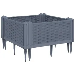 Helloshop26 - Hochbeet für Pflanzen Blumen Terrasse Garten mit Stäben 42,5 x 42,5 x 28,5 cm PP grau 02_0038198
