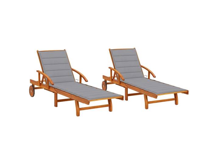 vidaXL Sonnenliegen 2 Stk. mit Auflagen Massivholz Akazie