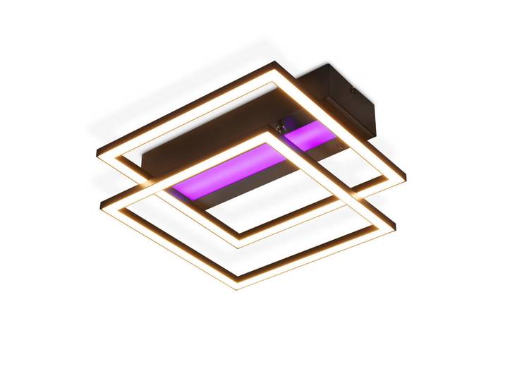 ZMH Led-Deckenleuchte Jovarn 37/37/7.5 cm, Schwarz, Metall, LED integrated, 37x7.5x37 cm, Lampen & Leuchten, LED Beleuchtung, LED-Deckenleuchten