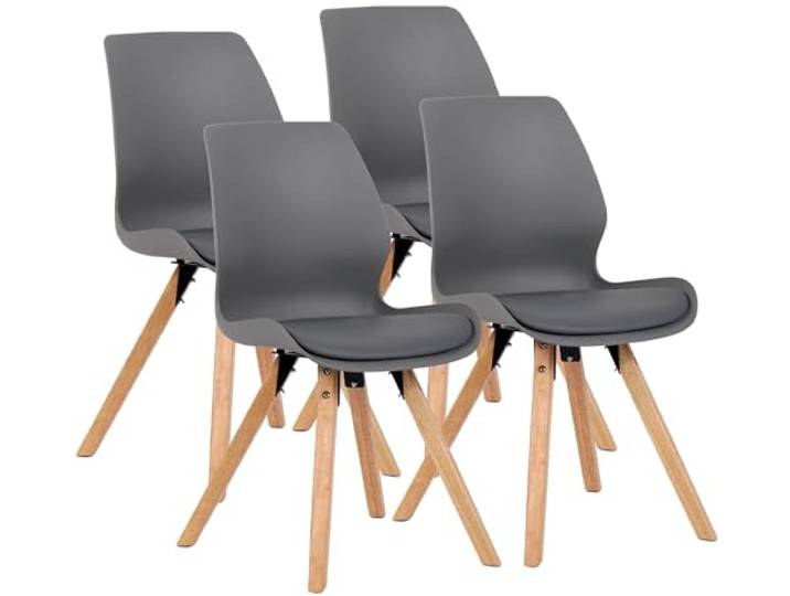 CLP Esszimmerstuhl 4er Set gepolstert Luna, moderner Polsterstuhl mit Rückenlehne, stabil bis 136 kg, Küchenstuhl für Esszimmer und Wohnzimmer Farbe grau Material Kunststoff
