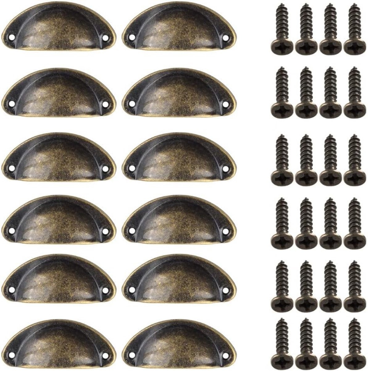 Vintage Halve Maan Trekgrepen - 12 stuks Antiek Bronzen Meubelknoppen voor Kasten en Laden