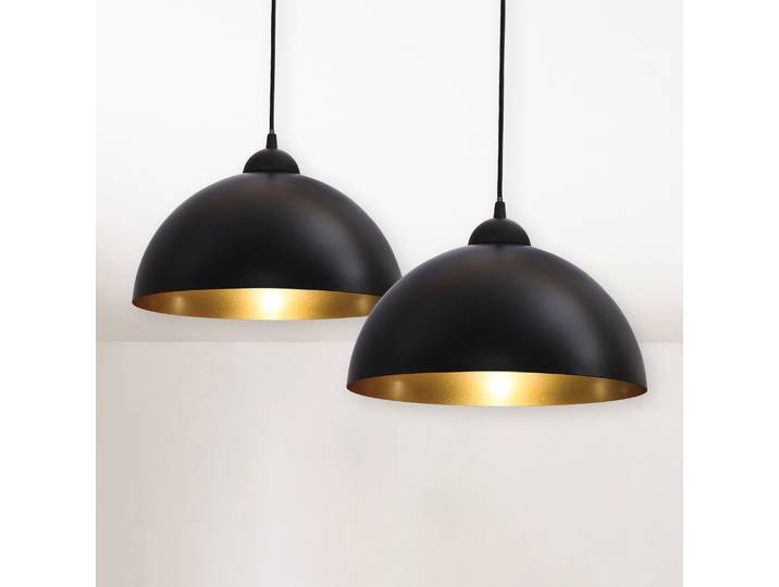 B.K.LICHT Pendelleuchte Auriga , gold (schwarz, goldfarben), 2, Ø 30cm, 2 Stk., Leuchten, LED Design Hängelampe schwarz-gold Hänge-Leuchte Küche Deckenlampe E27, Pendelleuchte
