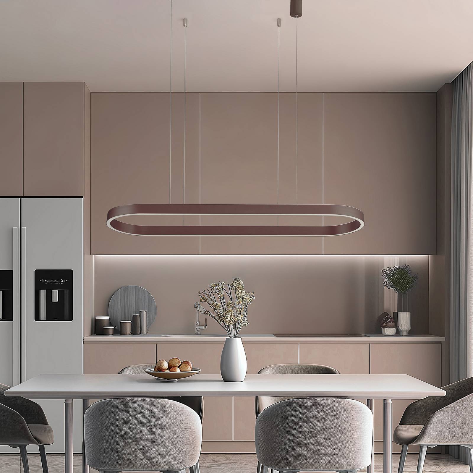 Smarte Hängelampe Melinay Lucande, dimmbar, braun / rost, für Wohn- / Esszimmer, Aluminium, Modern, Smart Home Pendelleuchte