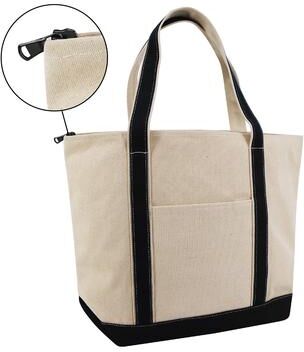 Liberty Bags LB8873 XL Zippered Cotton Resort Tote Bag in Natural/Black   Canvas 8873