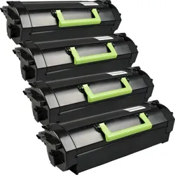 4 Kompatible Toner ersetzt Lexmark 53B2000 Multipack schwarz