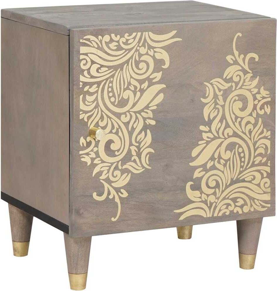 vidaXL Bedside Cabinet with Door 2 pc Gris 40 x 33 x 46 cm