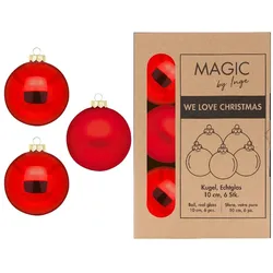 6 Weihnachtskugeln 10cm Glas Christbaumkugeln Weihnachtsbaumkugeln Set rot
