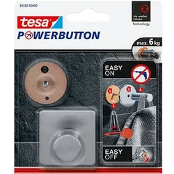 tesa Handtuchhaken »Powerbutton Classic eckig« silber, 3.6x4.5x4.5 cm