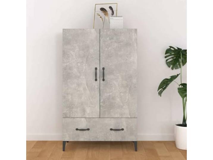 HEFZGDB Dekorativer Beistellschrank für die Einrichtung: Modernes Highboard mit Schublade, Zwei Türen und Stauraum als stabiles Highboard mit Wandhalterung aus Holzwerkstoff in Betongrau