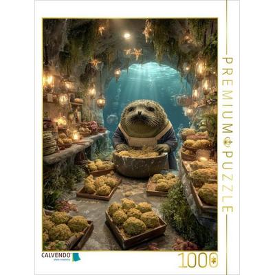 CALVENDO Puzzle Otter als Bäcker unter dem Meer | 1000 Teile Lege-Größe 64x48cm Foto-Puzzle für glückliche Stunden