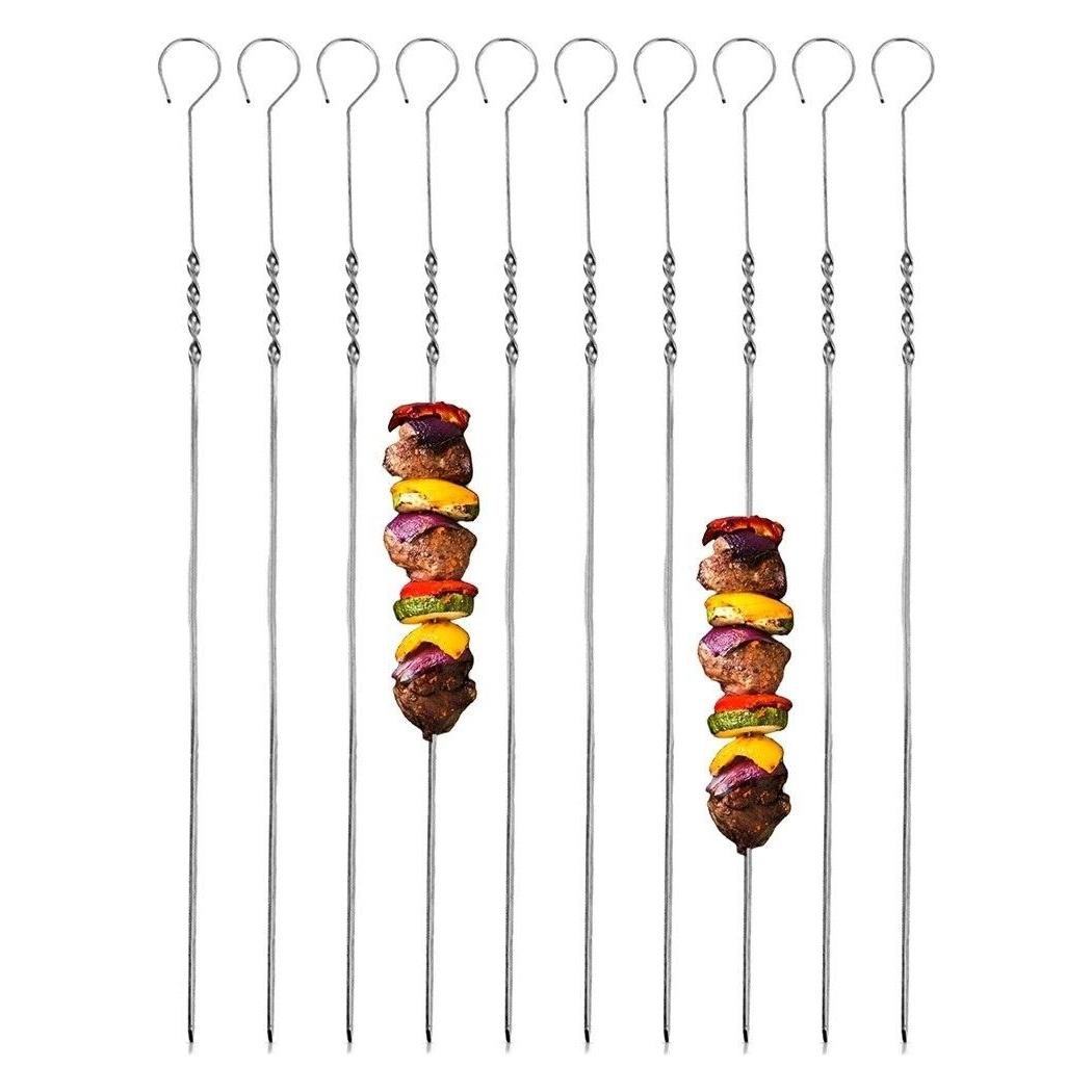 BBQ Collection Schaschlik-Spiesse aus Stahl, 10 Stück, 38,5 cm, ORION, flach und lang (64821782)