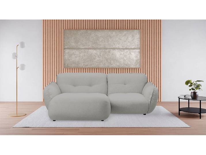 Ecksofa BETYPE Be Fluffy , silber (silber grau), B:269cm H:87cm T:184cm, 100% Polyester, Sofas, Ecksofa, Softes Sitzgefühl, moderne Kedernaht, hochwertiger Bezug