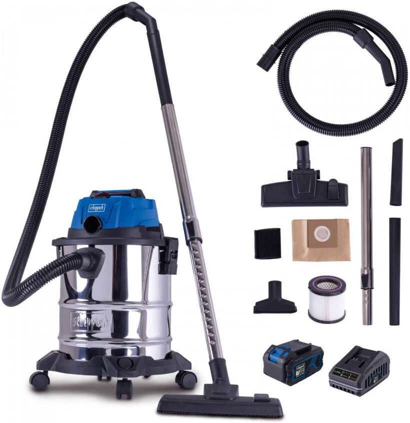 Scheppach C-NTS20-X Set bidone aspiratutto a batteria 20V 1 x 4Ah + Caricabatterie