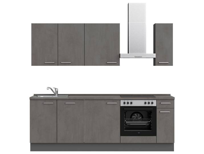 Küchenleerblock, Grau, 240 cm, Metall, 1 Schublade, Modern, Nobilia