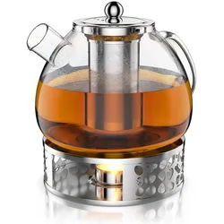 Arendo, Teekanne, Teebereiter mit Stövchen & Sieb für losen Tee (1.50 l)