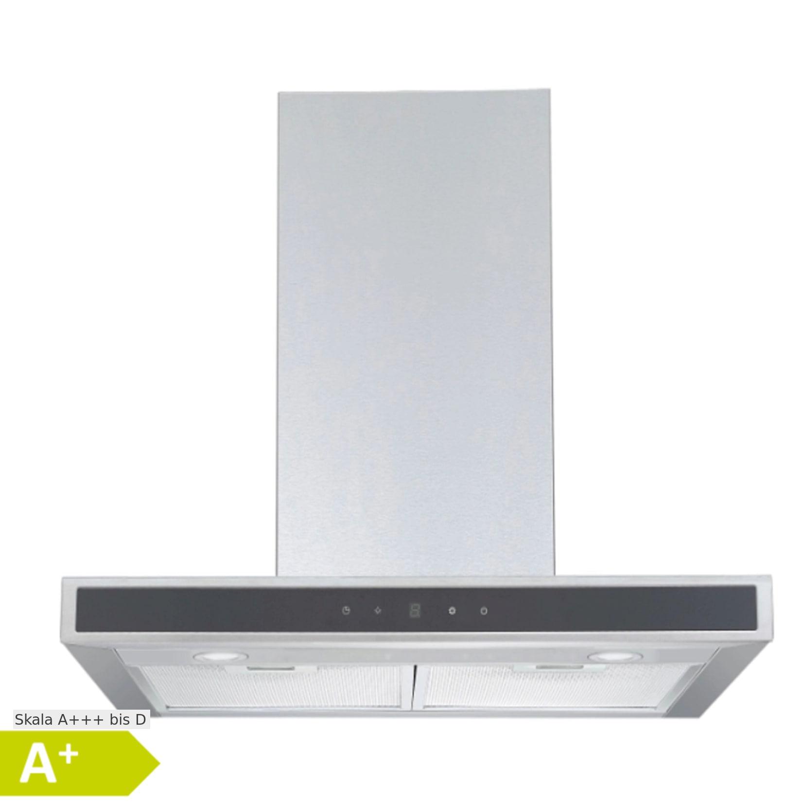 PKM Dunstabzugshaube 8060GH - Blockhaube Edelstahl; Bedienblende aus Glas, 600 m³/h, 1 x 3,00 Watt LED, 60 cm breit, EEK A+