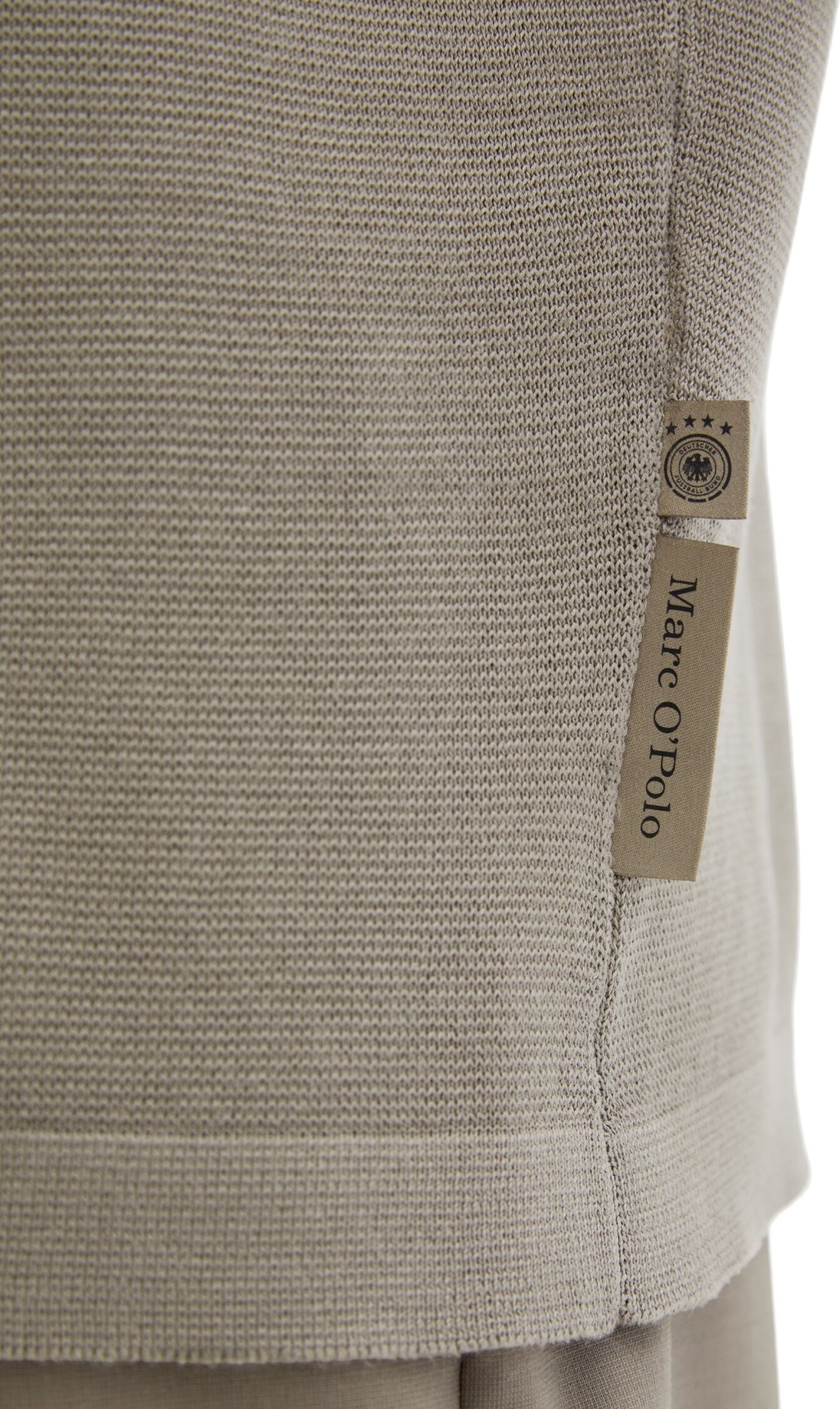 Marc O' Polo Poloshirt MARC O'POLO "DFB Travel Collection", Herren, Gr. M, beige (cinder), Jersey, Obermaterial: 100% Baumwolle, normal normal, Bündchen, Shirts Poloshirt, aus reiner Bio-Baumwolle, Strick-Polo cinder M
