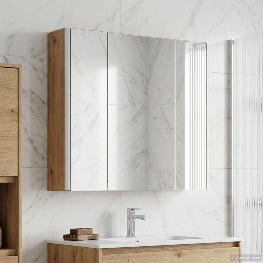 Metro W H Wall Mounted Required Medicine Cabinet Mirror 2 Artisan Oak 60.5cmH x 63.5cmW x 15.5cmD