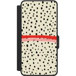 Nivocase Klapphülle für Samsung Galaxy S26+ Handyhülle aus Kunst Leder NIVOflip schwarz Kunst Punkte (Samsung Galaxy S26+), Smartphone Hülle, Schwarz