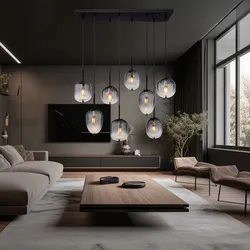 Pendelleuchte 8 flammig Esszimmer Glas Kugel rauchfarben Hängelampe H 120 cm